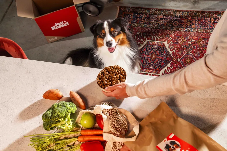 Kieskeurige hond geniet van Just Russel voeding